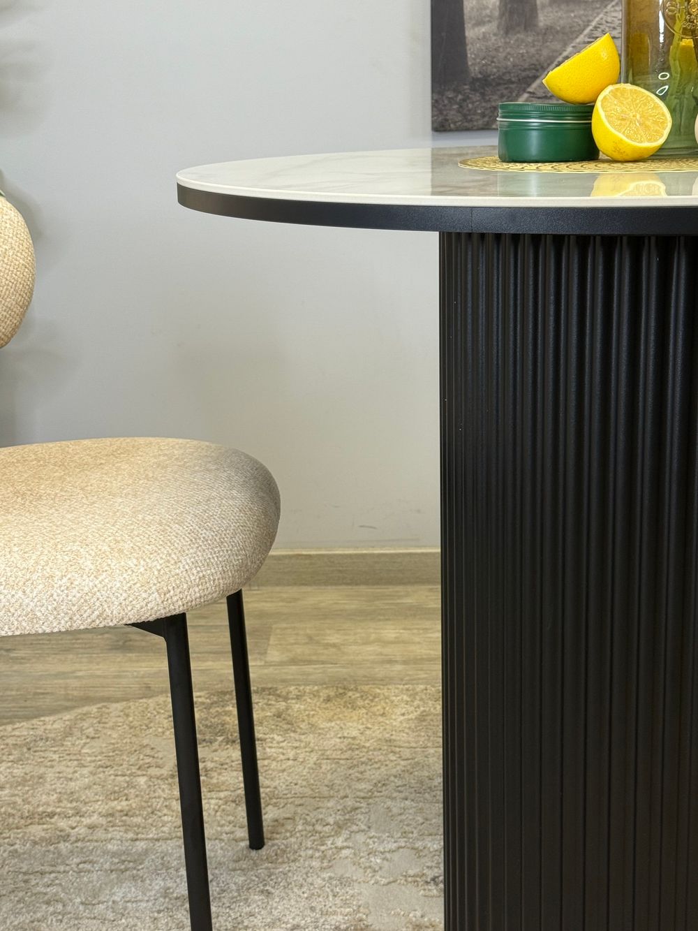 Стол Kenner LD900, черный/керамика мрамор белый глянец