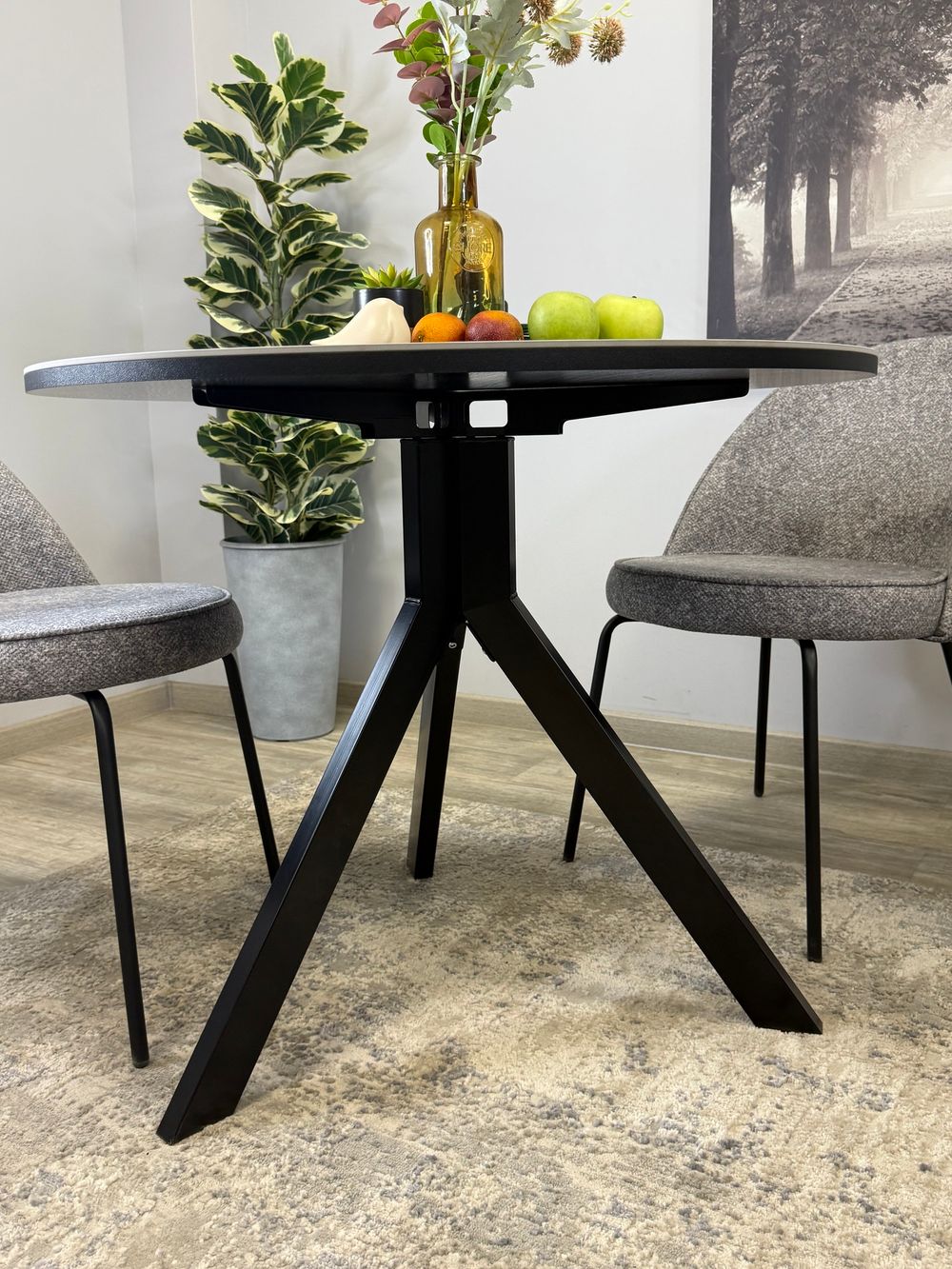 Стол KENNER RR900 черный/керамика мрамор серый глянец