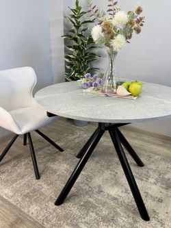 Стол KENNER AR1000 черный/мрамор светло-серый