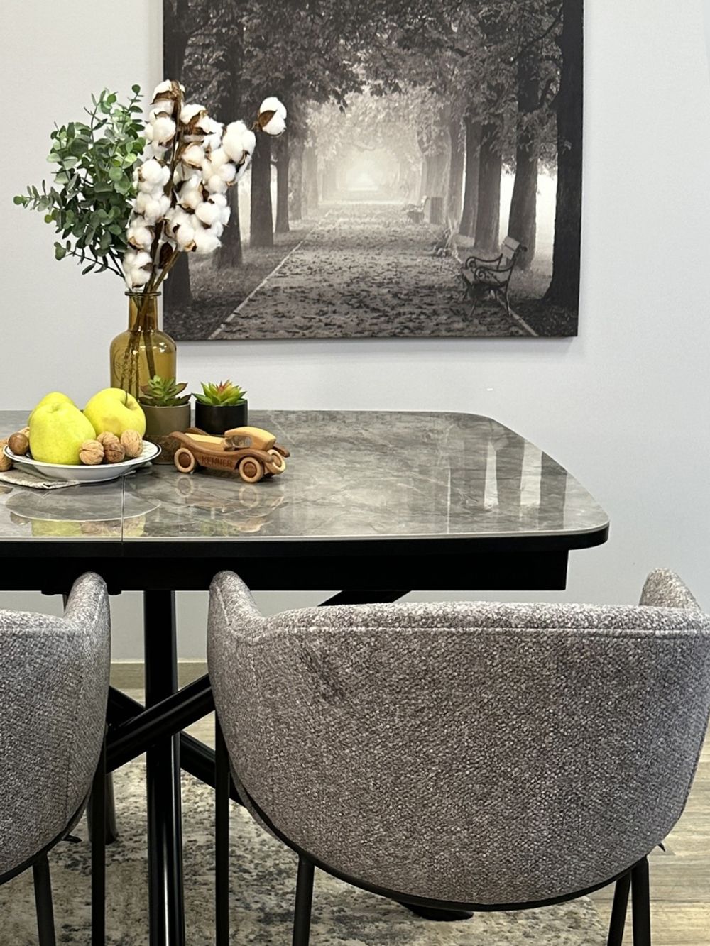 Стол DF1250 черный/керамика серая глянец