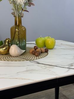 Стол KENNER KS1200 черный/керамика мрамор золотой