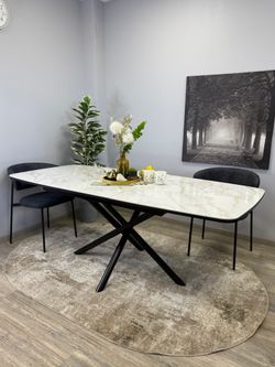 Стол KENNER DF1550 черный/керамика белая глянец