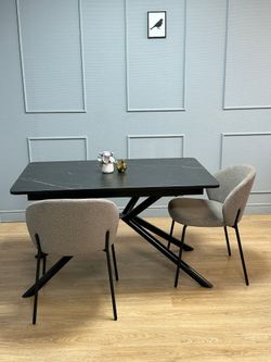 Стол KENNER DC1300 черный/керамика мрамор черный