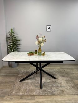 Стол DF1250 черный/керамика белая глянец