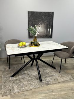 Стол KENNER DM1400 черный/керамика золотая