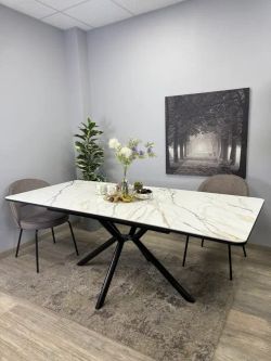 Стол KENNER DM1550 черный/керамика золотая