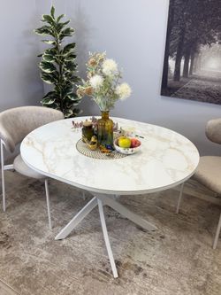 Стол Kenner R1100s, белый/керамика мрамор белый глянец