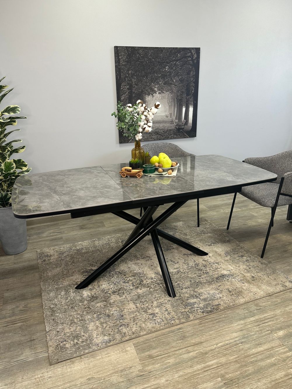 Стол DF1250 черный/керамика серая глянец