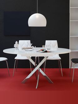 Стол KENNER R1100 хром/стекло белое глянец