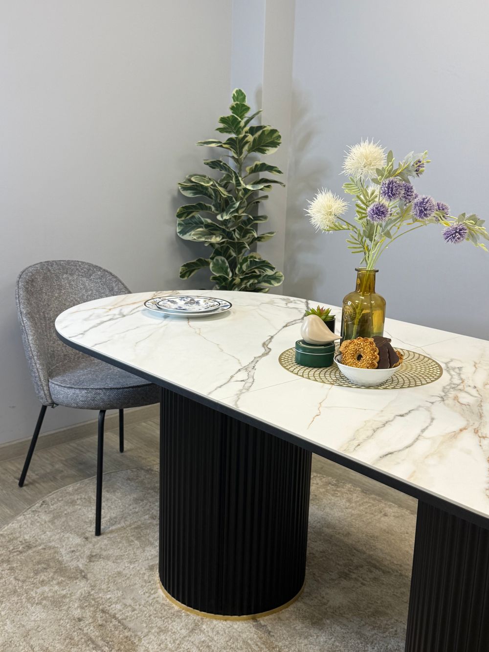 Стол KENNER LDs2000 черный/керамика LARKA GRAY