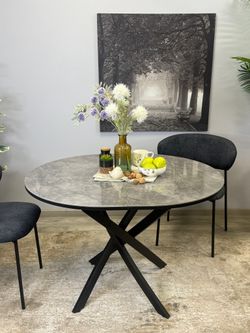 Стол Kenner R1100s, черный/керамика мрамор серый глянец