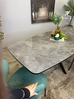 Стол KENNER DF2000 черный/керамика белая глянец