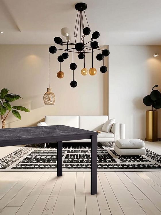 Стол KENNER BL1300 черный/керамика мрамор черный