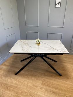 Стол KENNER DC1300 черный/керамика мрамор золотой