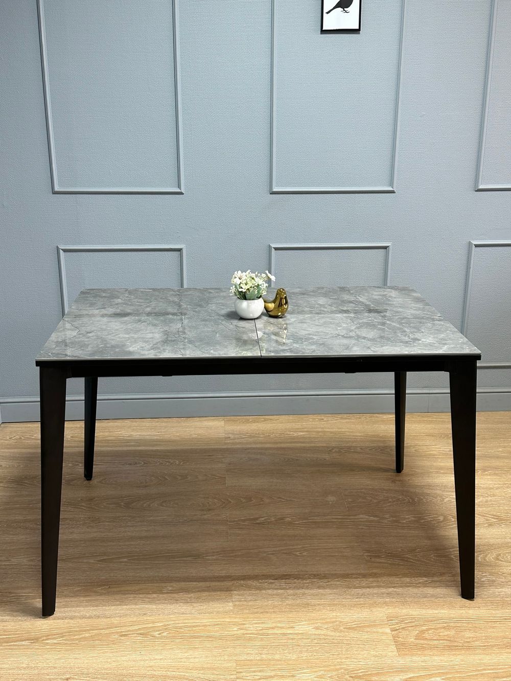 Стол KENNER KR1200 черный/керамика мрамор серый глянец