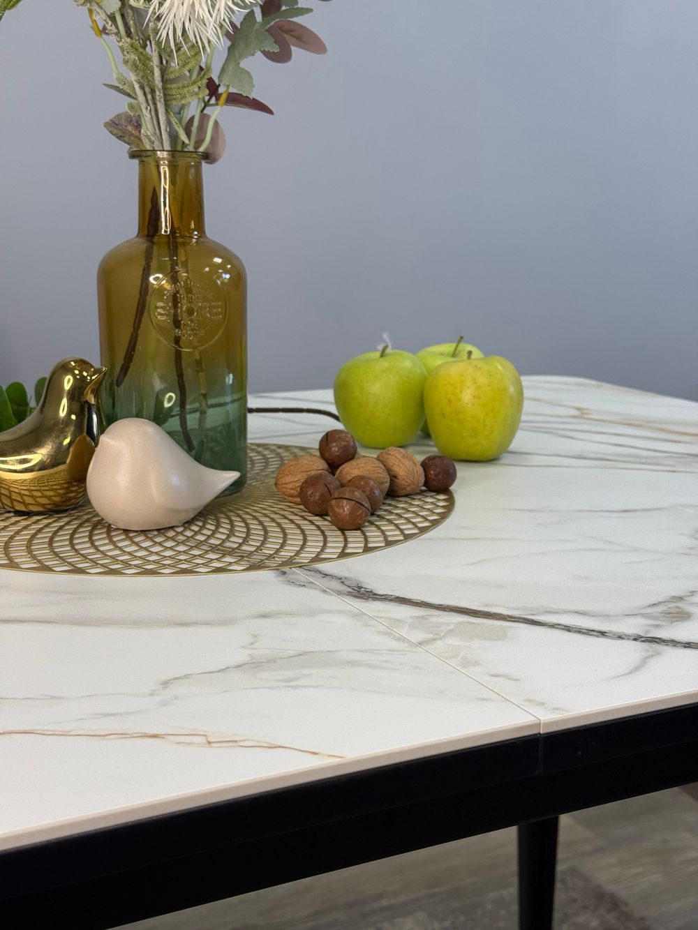 Стол KENNER KS1200 черный/керамика мрамор золотой