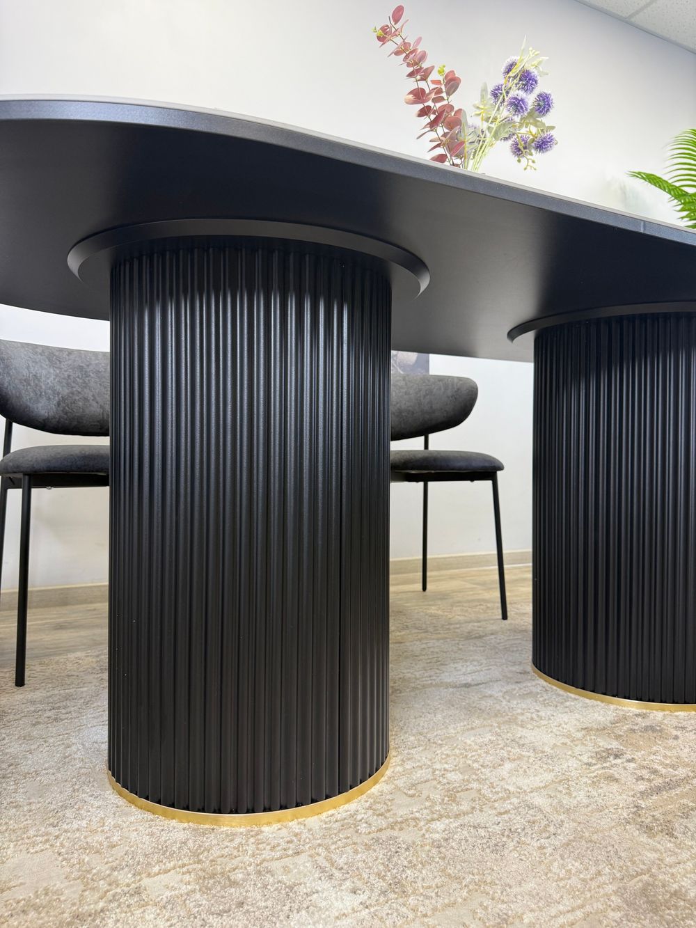 Стол KENNER LD2000 черный/керамика мрамор серый