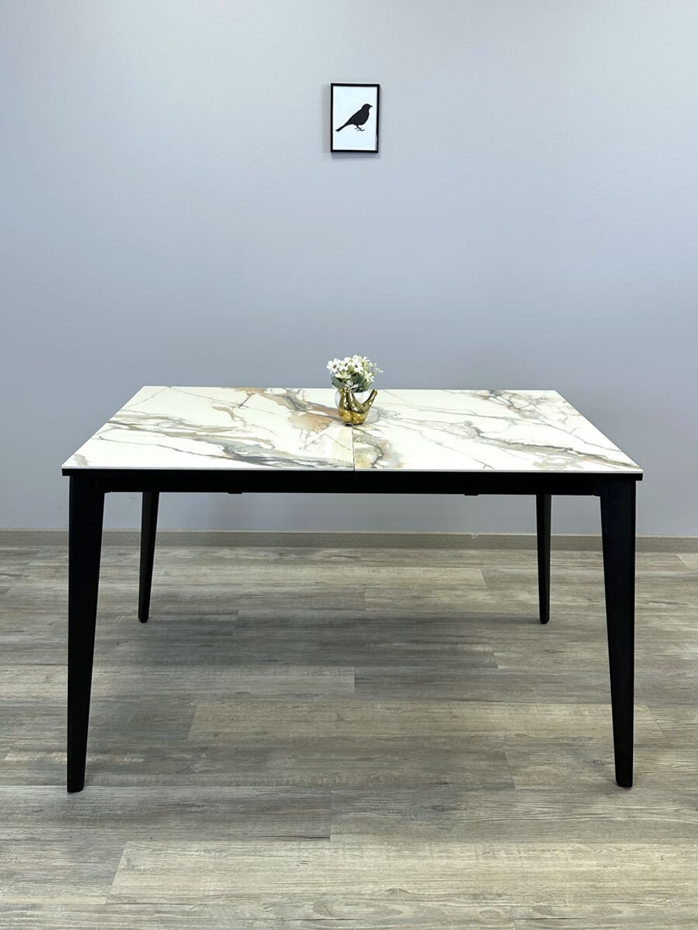 Стол KENNER KR1200 черный/керамика мрамор золотой глянец