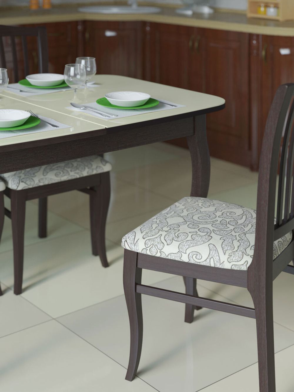 Стол KENNER 1200M венге/стекло белое глянец