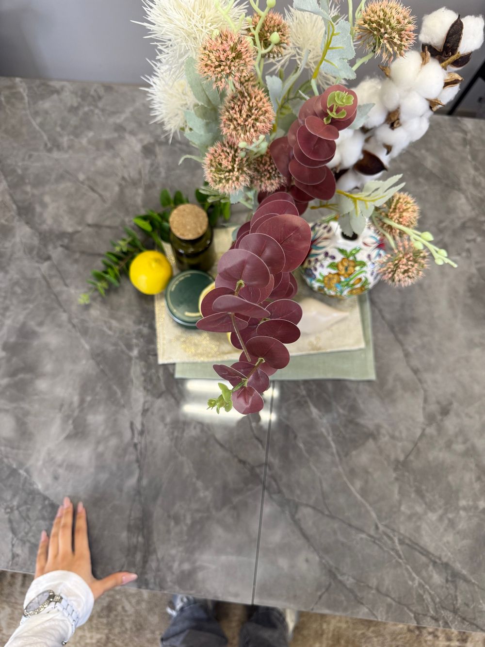 Стол DL1600 черный/керамика серая глянец