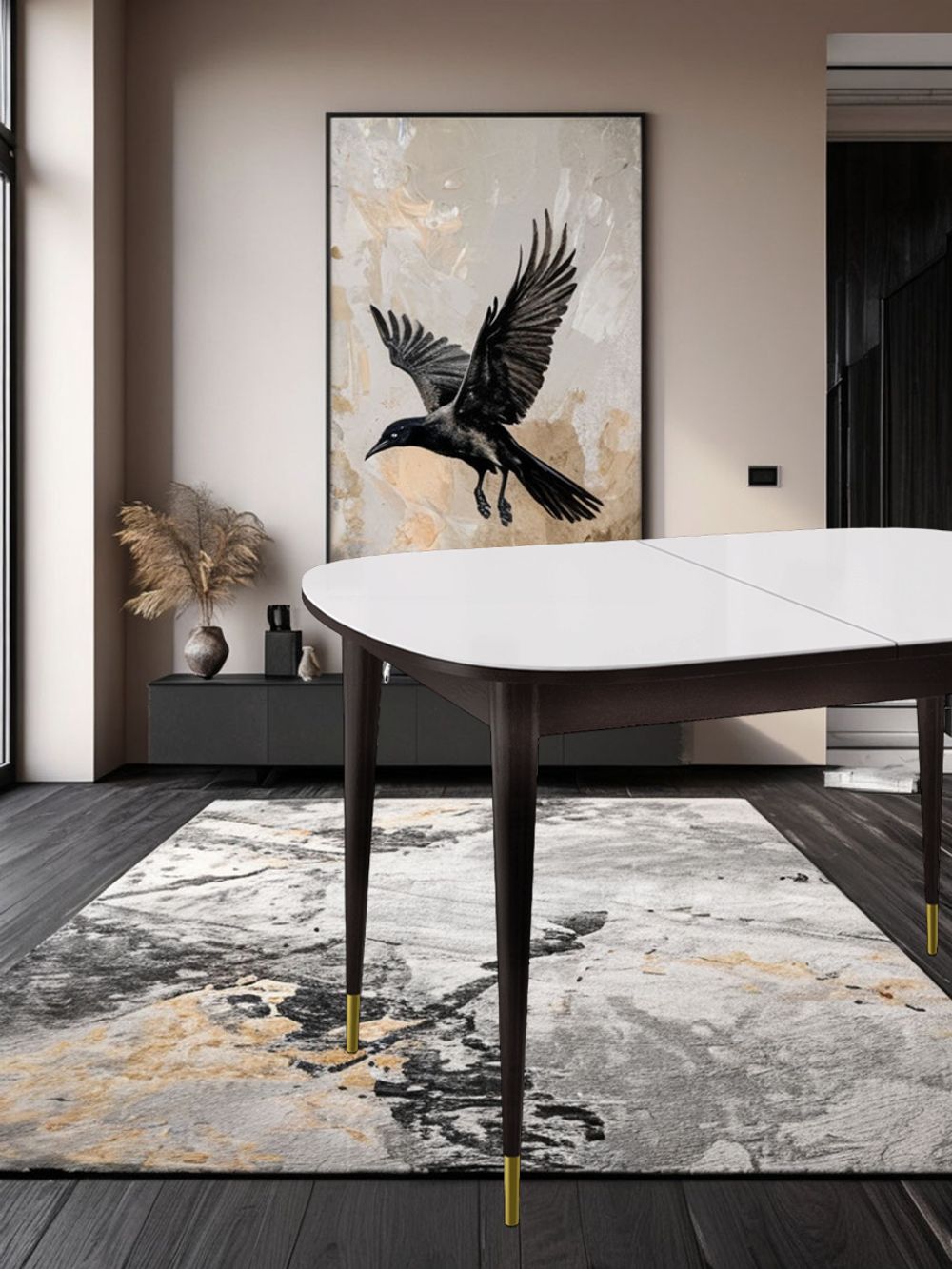 Стол KENNER 1300K венге/стекло белое глянец