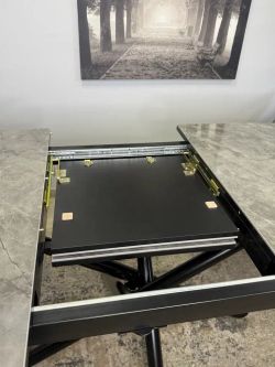 Стол KENNER DF1550 черный/керамика серая глянец