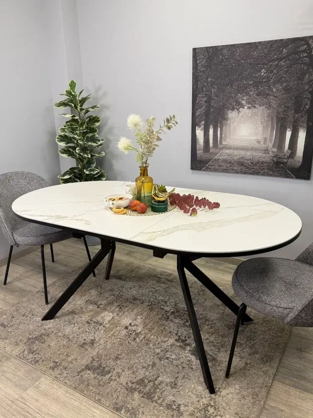 Стол KENNER DO1200 черный/керамика белая