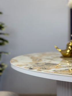 Стол KENNER LD1000 белый/керамика мрамор золотой глянец