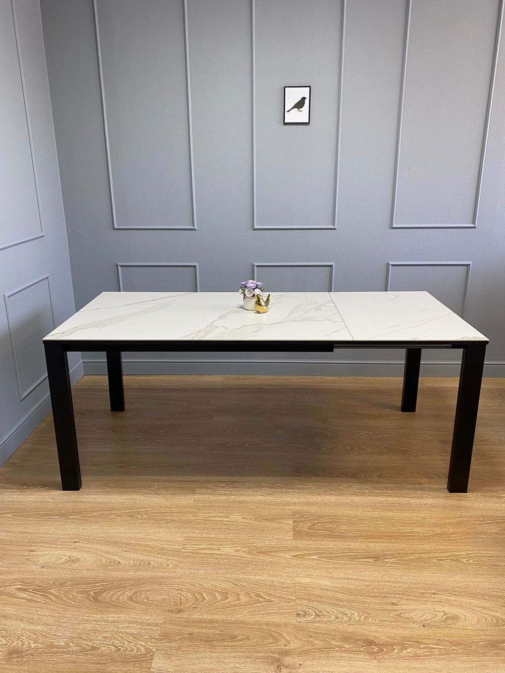 Стол KENNER BL1300 черный/керамика мрамор белый