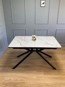 Стол KENNER DC1300 черный/керамика мрамор золотой