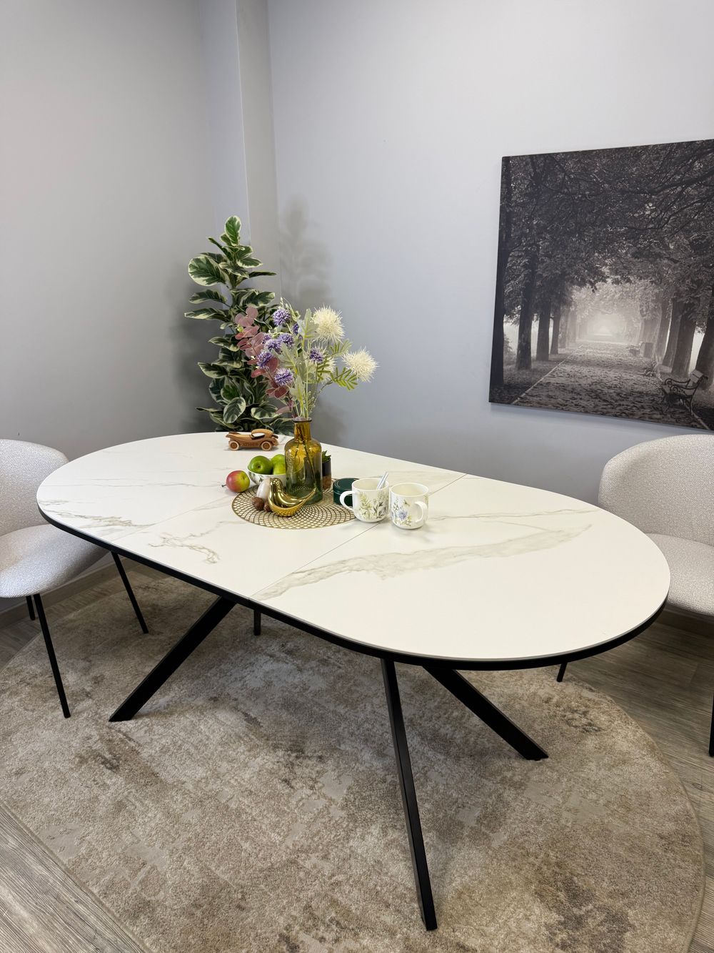 Стол KENNER DO1300 черный/керамика белая