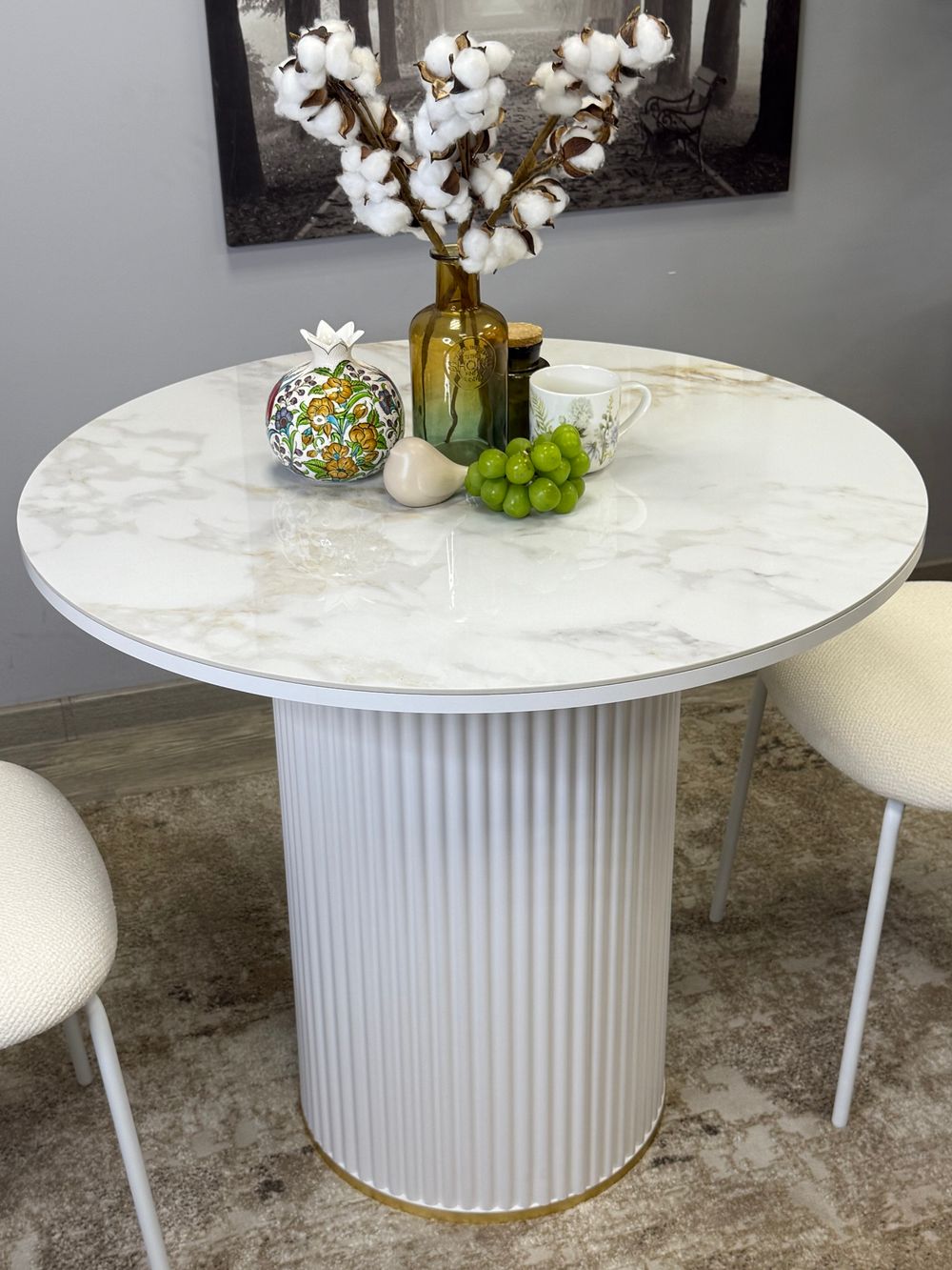 Стол Kenner LD900, белый/керамика мрамор белый глянец