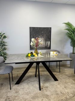 Стол DL1600 черный/керамика серая глянец