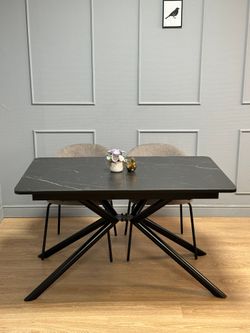 Стол KENNER DC1300 черный/керамика мрамор черный