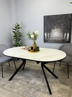 Стол KENNER DO1100 черный/керамика мрамор белый