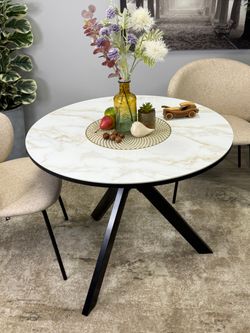 Стол KENNER RR900 черный/керамика мрамор белый глянец