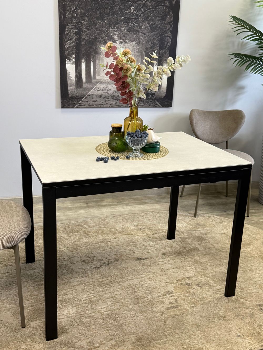 Стол KENNER LK900 черный/керамика CARMEN LIGHT GRAY