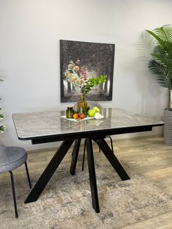 Стол DL1300 черный/керамика серая глянец