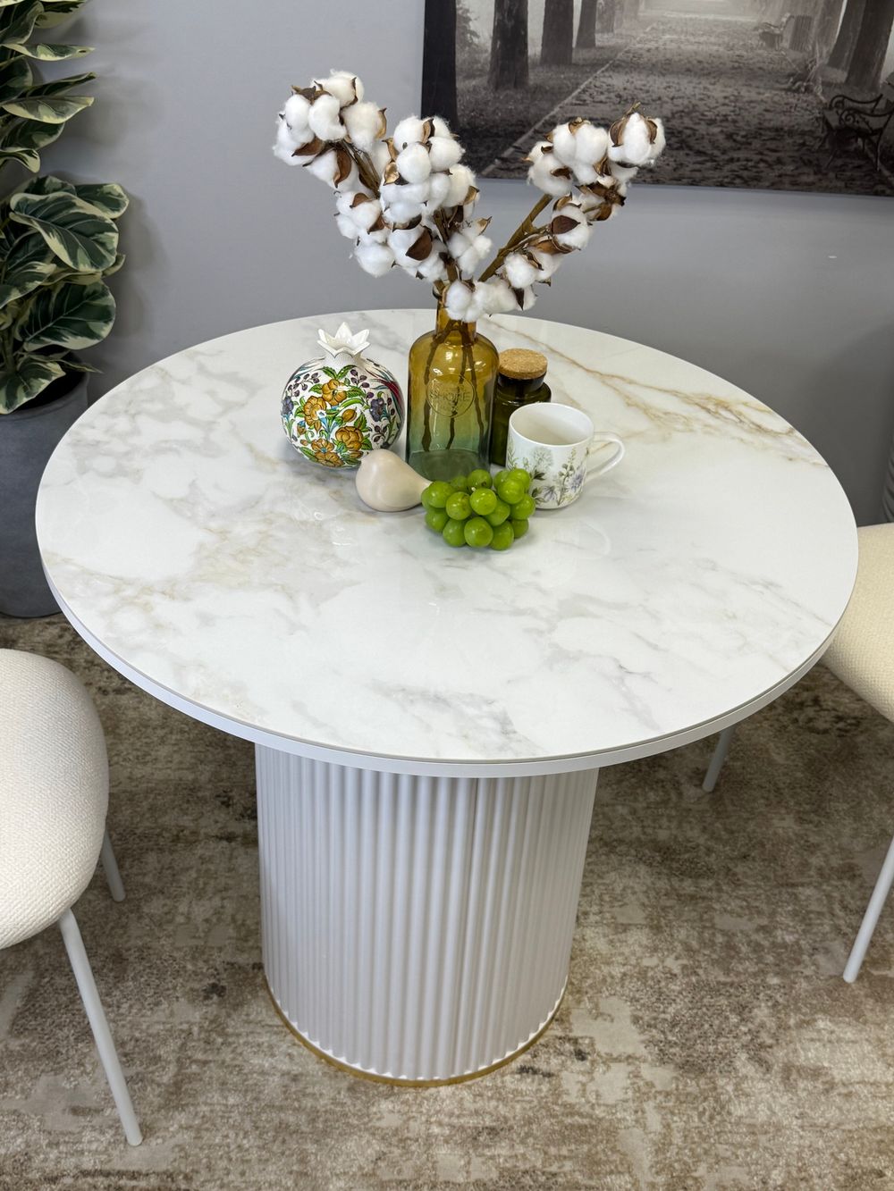 Стол Kenner LD900, белый/керамика мрамор белый глянец