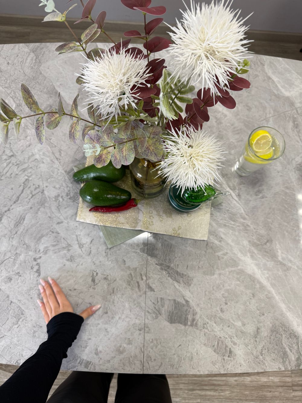 Стол KENNER BR1400 черный/керамика серая