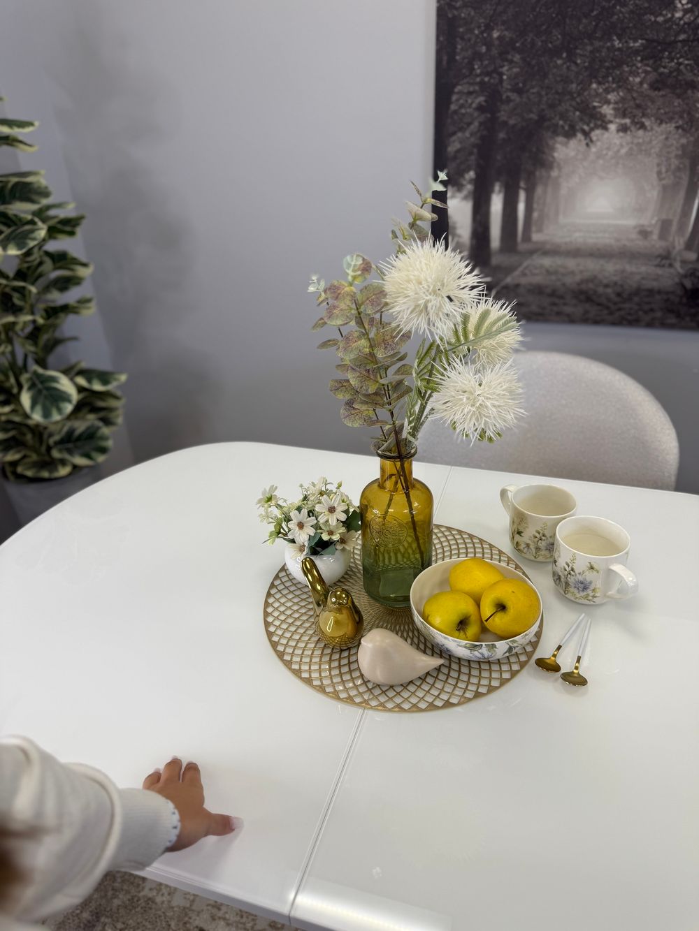 Стол KENNER 1300K белый/стекло белое глянец