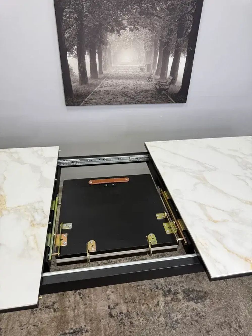 Стол KENNER KR1400 черный/керамика мрамор белый глянец