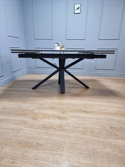 Стол KENNER ME1600 черный/керамика мрамор белый