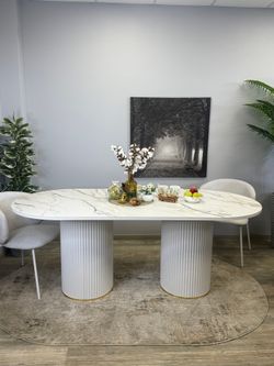 Стол KENNER LD2000 белый/керамика мрамор золотой