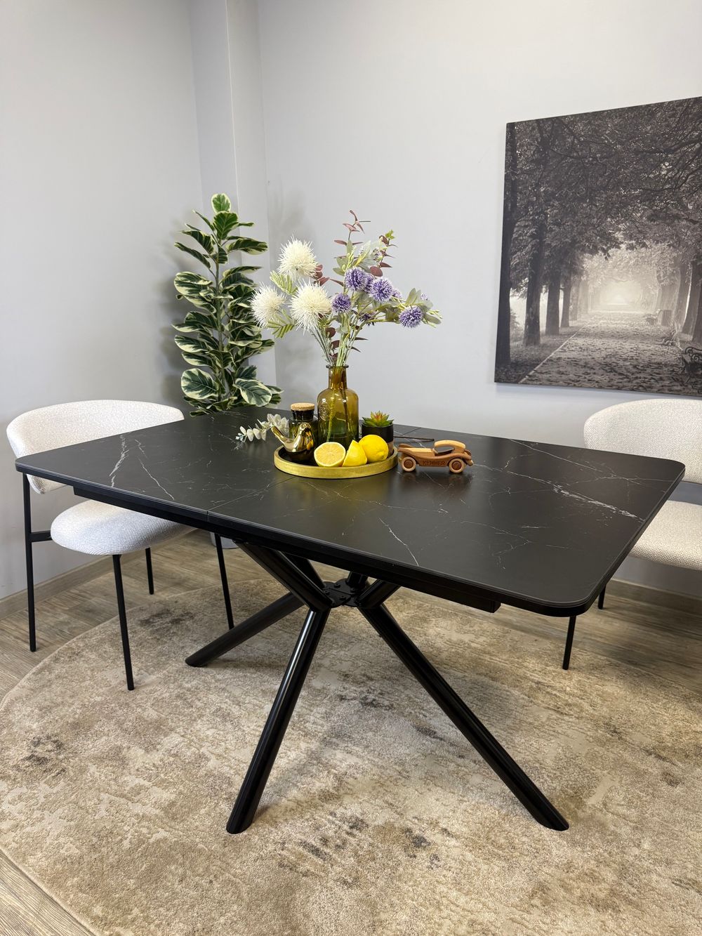 Стол KENNER DM1400 черный/керамика черная