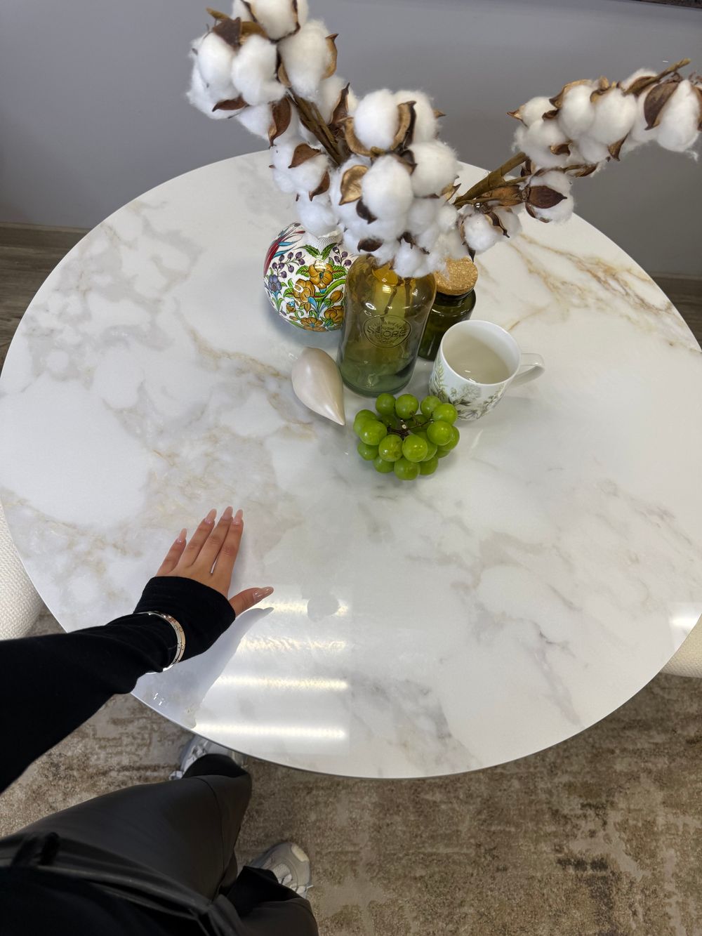 Стол Kenner LD900, белый/керамика мрамор белый глянец