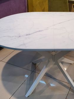 Стол KENNER B1300 белый/стекло камень белый сатин