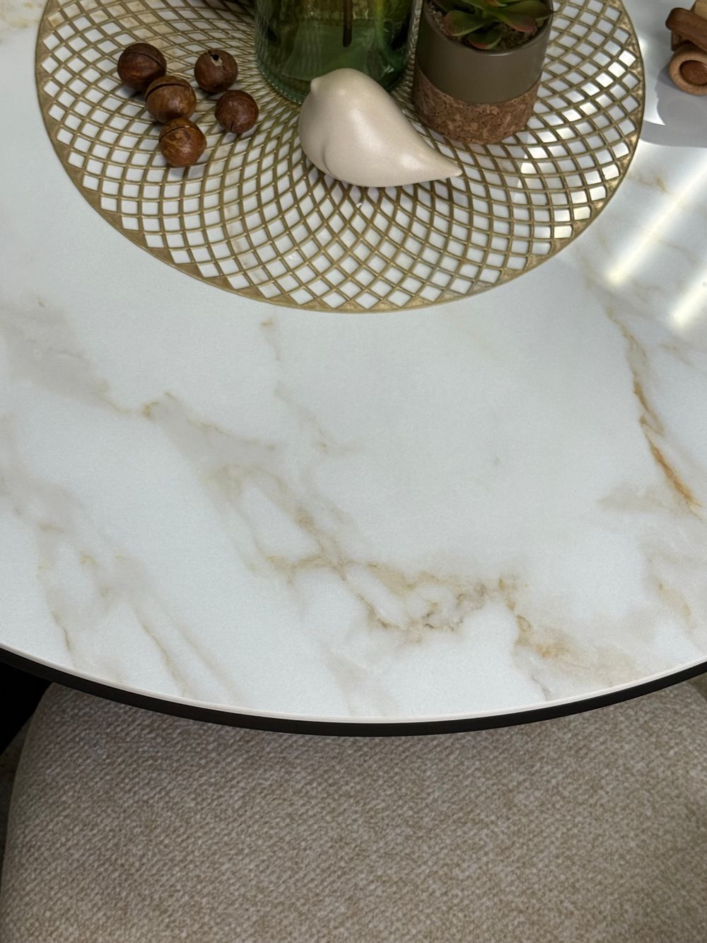 Стол KENNER RR900 черный/керамика мрамор белый глянец