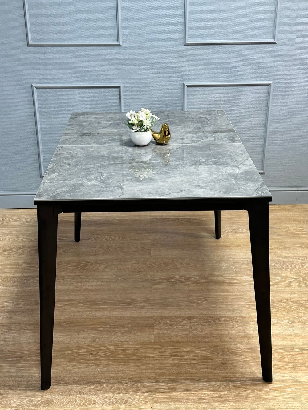 Стол KENNER KR1200 черный/керамика мрамор серый глянец