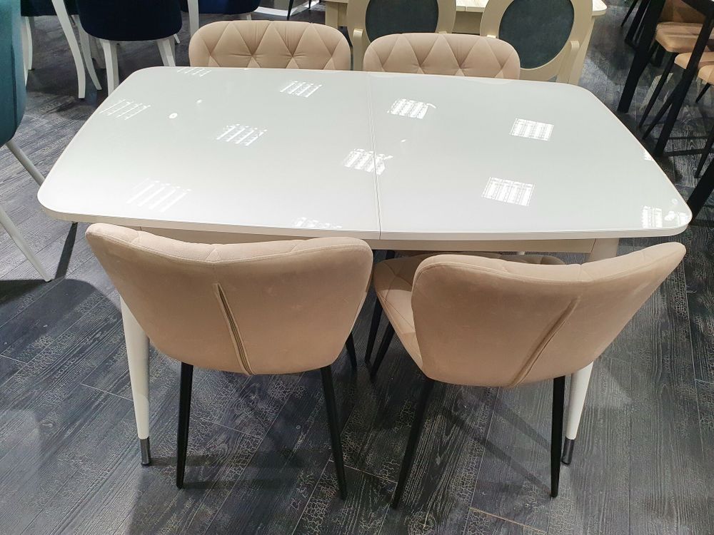 Стол KENNER K1250 белый/стекло белое сатин